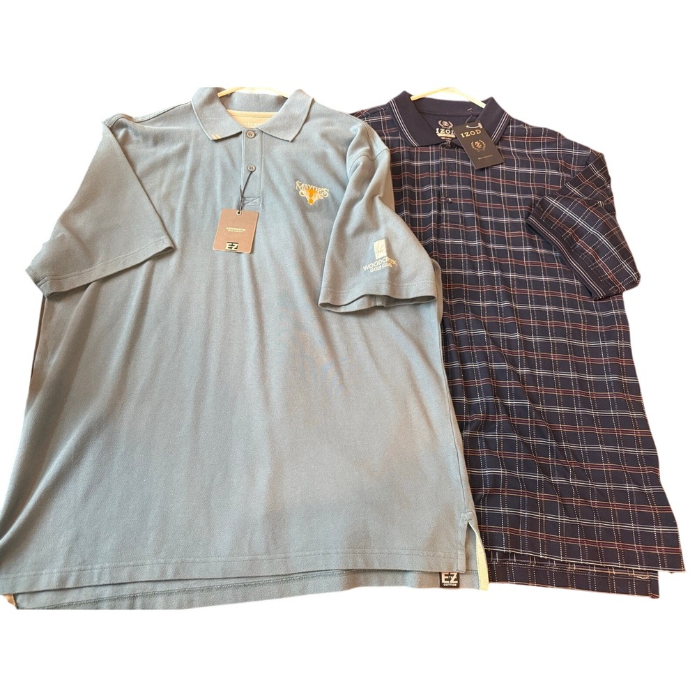 Lot of 2 Vintage Ashworth Mens Woodcreek Golf Club Polo‎ L Blue Mayor's Cup NWT